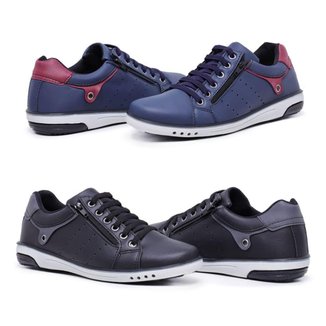 Kit 2 Sapatênis Masculino Casual Fechamento Elástico e Zíper