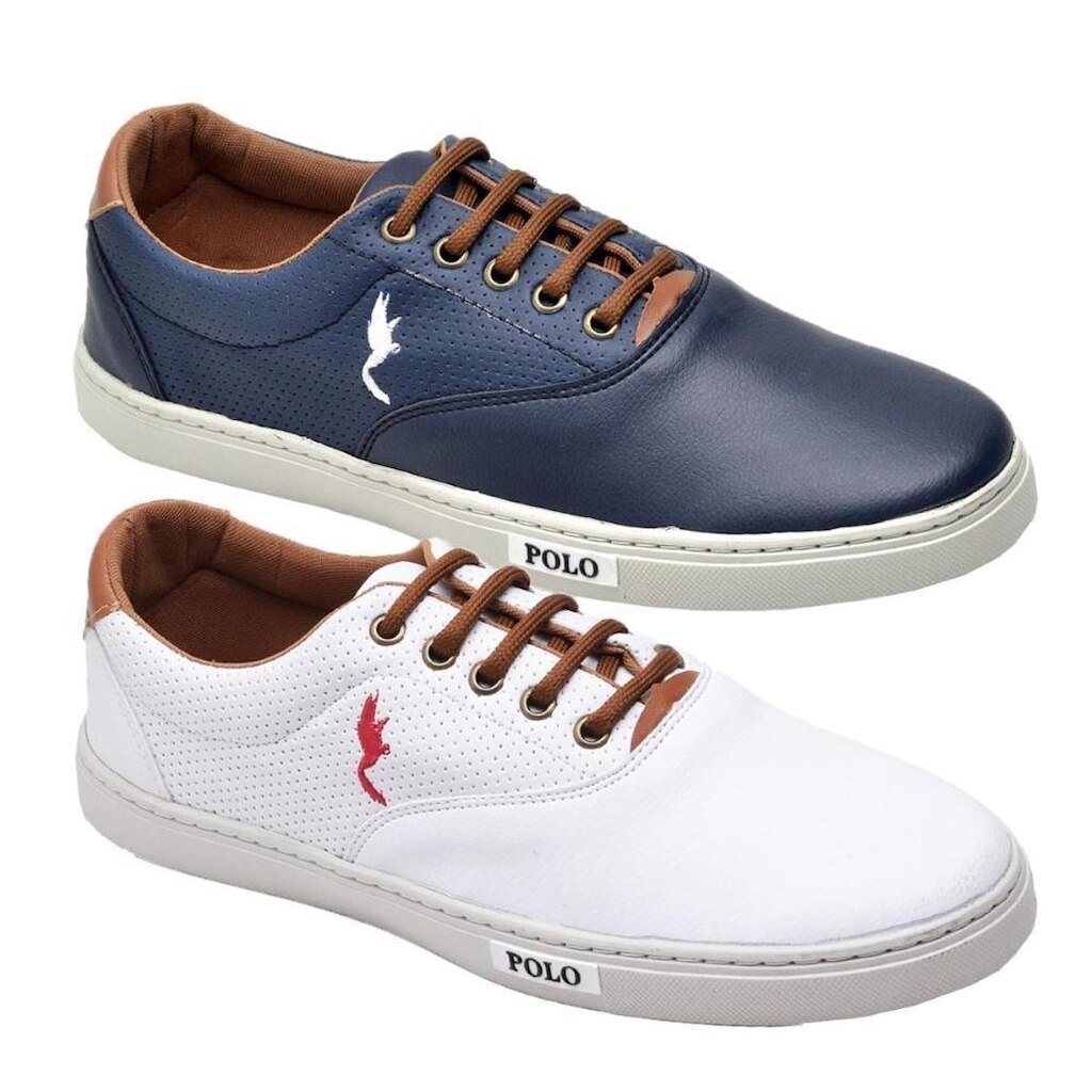 Kit 2 Sapatênis Masculino Polo Blu Conforto Leve Dia a Dia