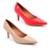 Kit 2 scarpin vizzano feminino salto baixo fino original - Vermelho+Bege
