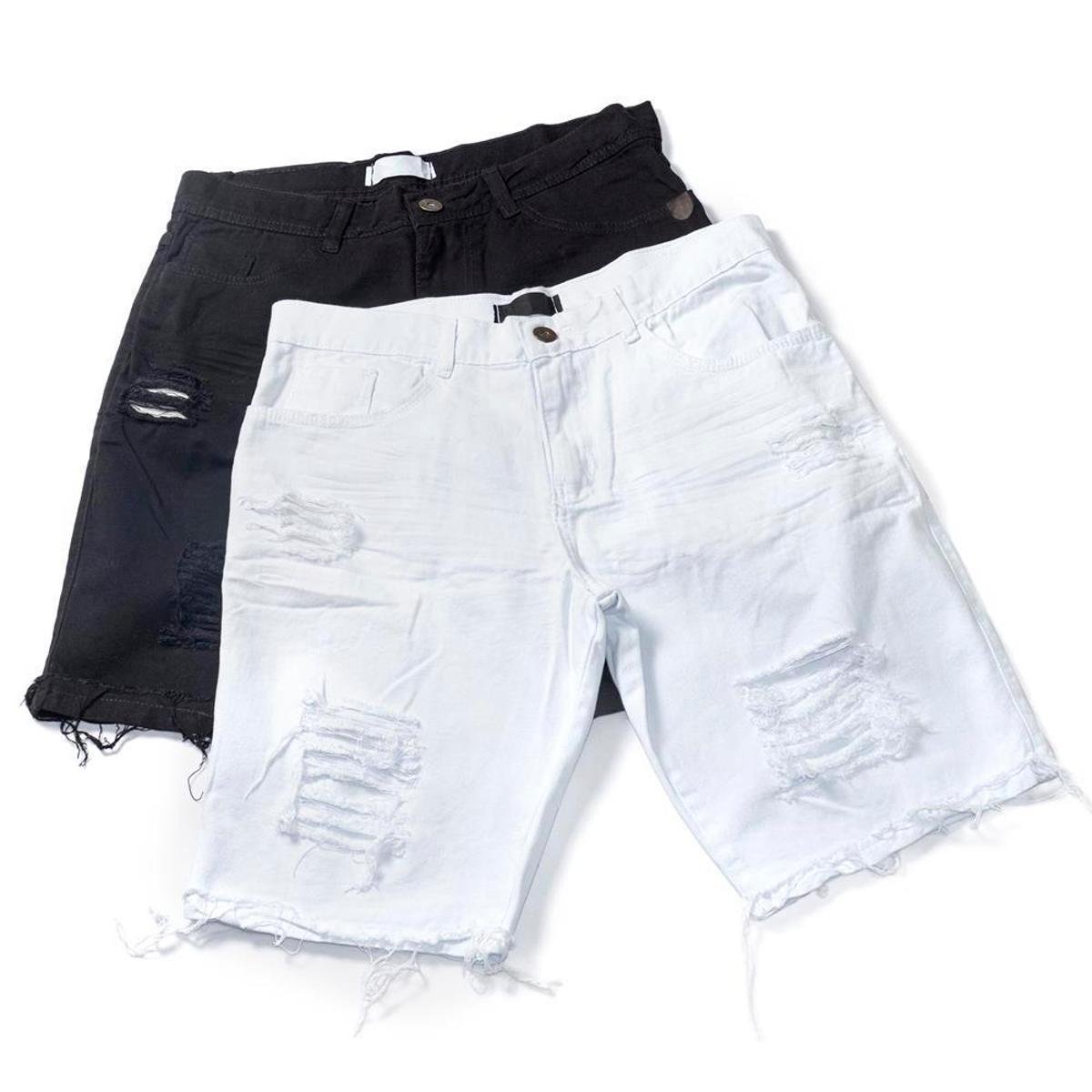 Bermuda Jeans Desfiada Bainha Calça Jeans Masculina Kit Short