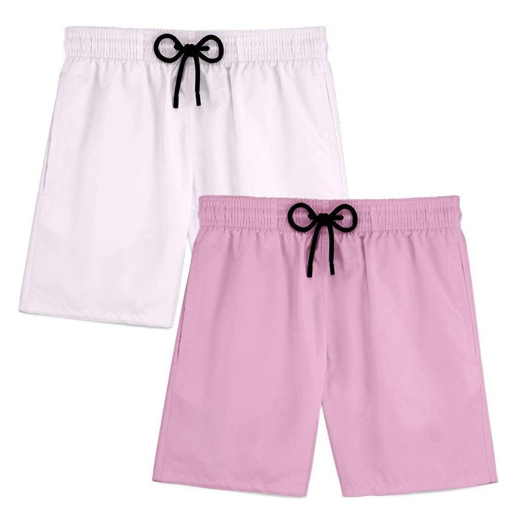 Kit 2 Short Masculino Praia Bermuda Tactel Mauricinho Verão Treino Academia Piscina Esporte Liso