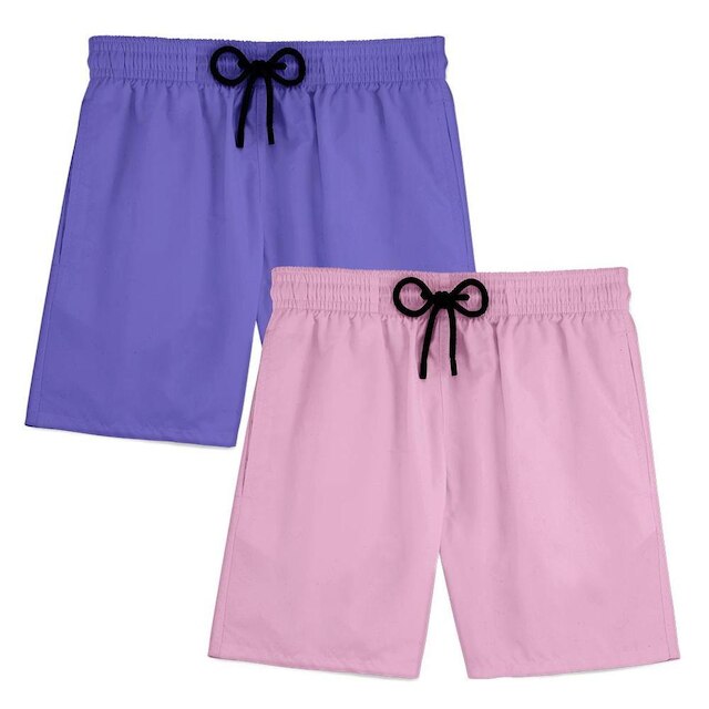 Kit 2 Short Masculino Praia Bermuda Tactel Mauricinho Verão Treino Academia Piscina Esporte Liso