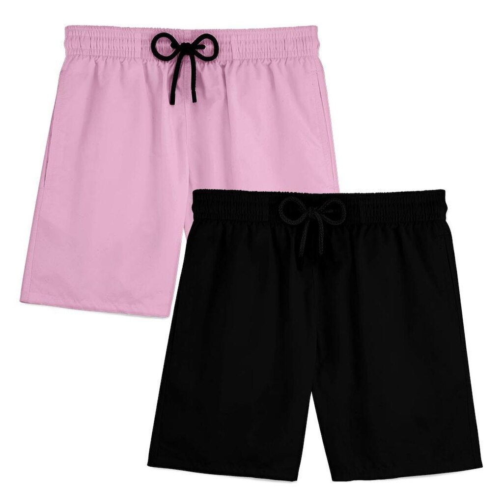 Kit 2 Short Masculino Praia Bermuda Tactel Mauricinho Verão Treino Academia Piscina Esporte Liso