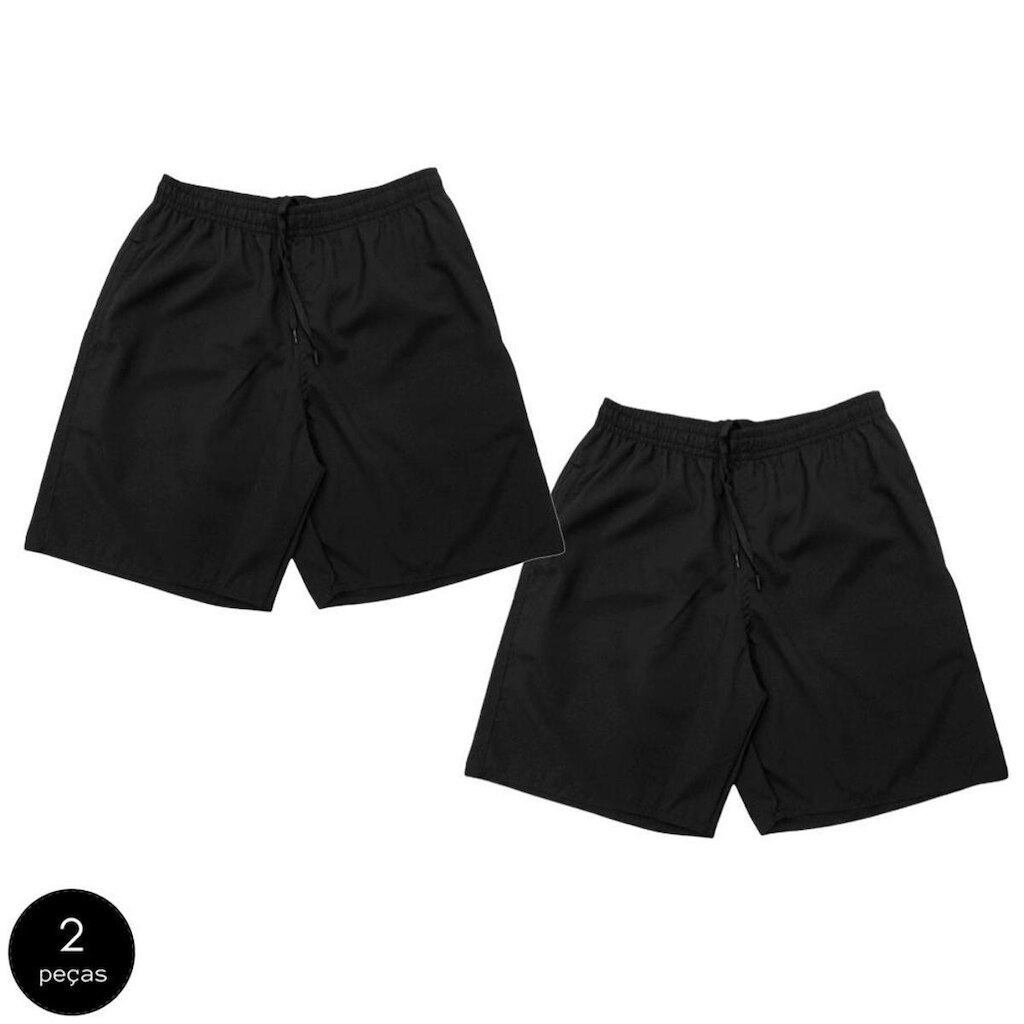 Kit 2 Shorts Black Bear Bermudas Básicas Tactel Liso Lisa Masculina Casual