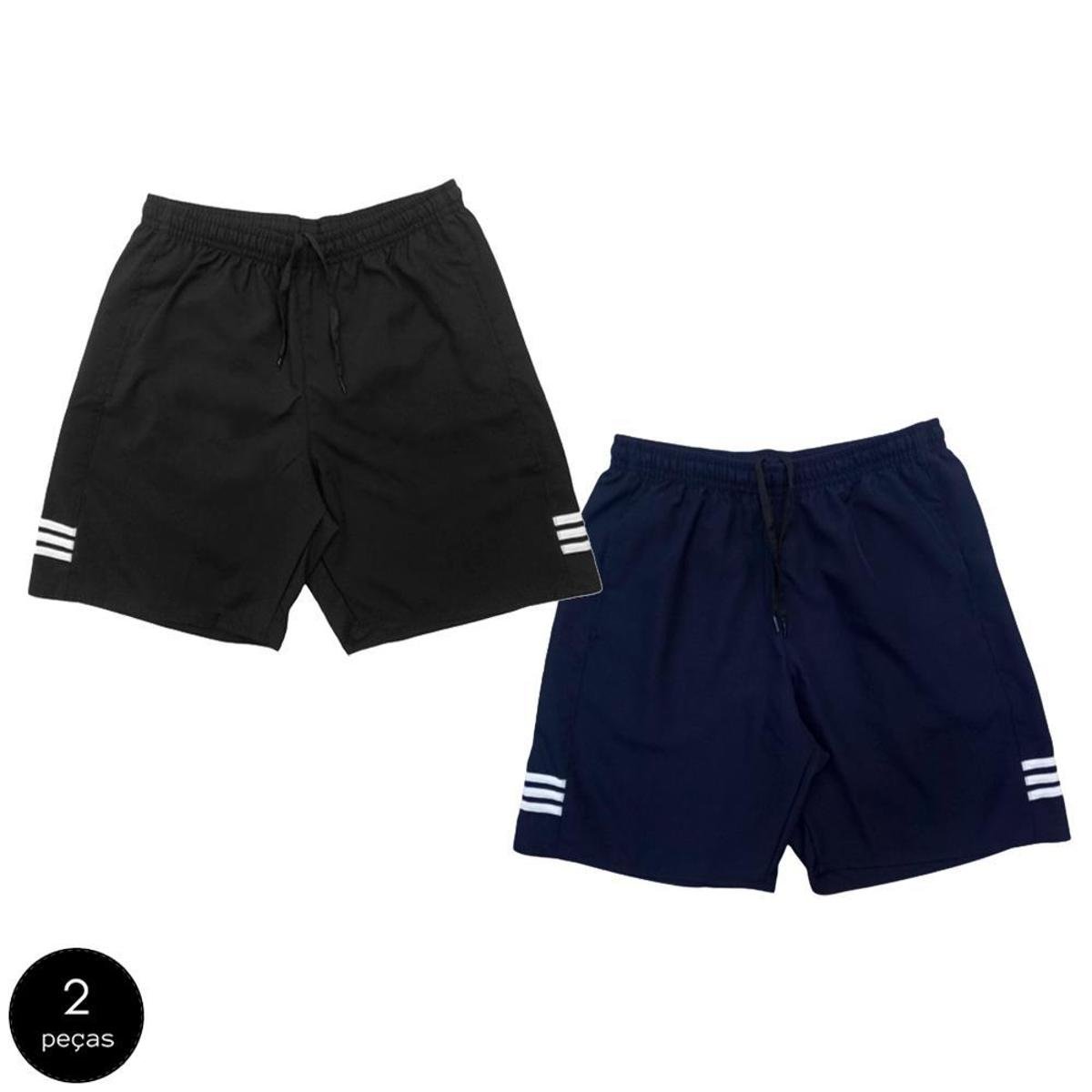 Kit 2 Shorts Black Bear Bermudas Básicas Tactel Liso Lisa Masculina Casual Menor preço em Kit 2 Shorts Black Bear Bermudas Básicas Tactel Liso Lisa Masculina Casual