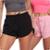 Kit 2 Shorts Feminino Tactel Moda Praia Piscina Verão - Preto+Rosa