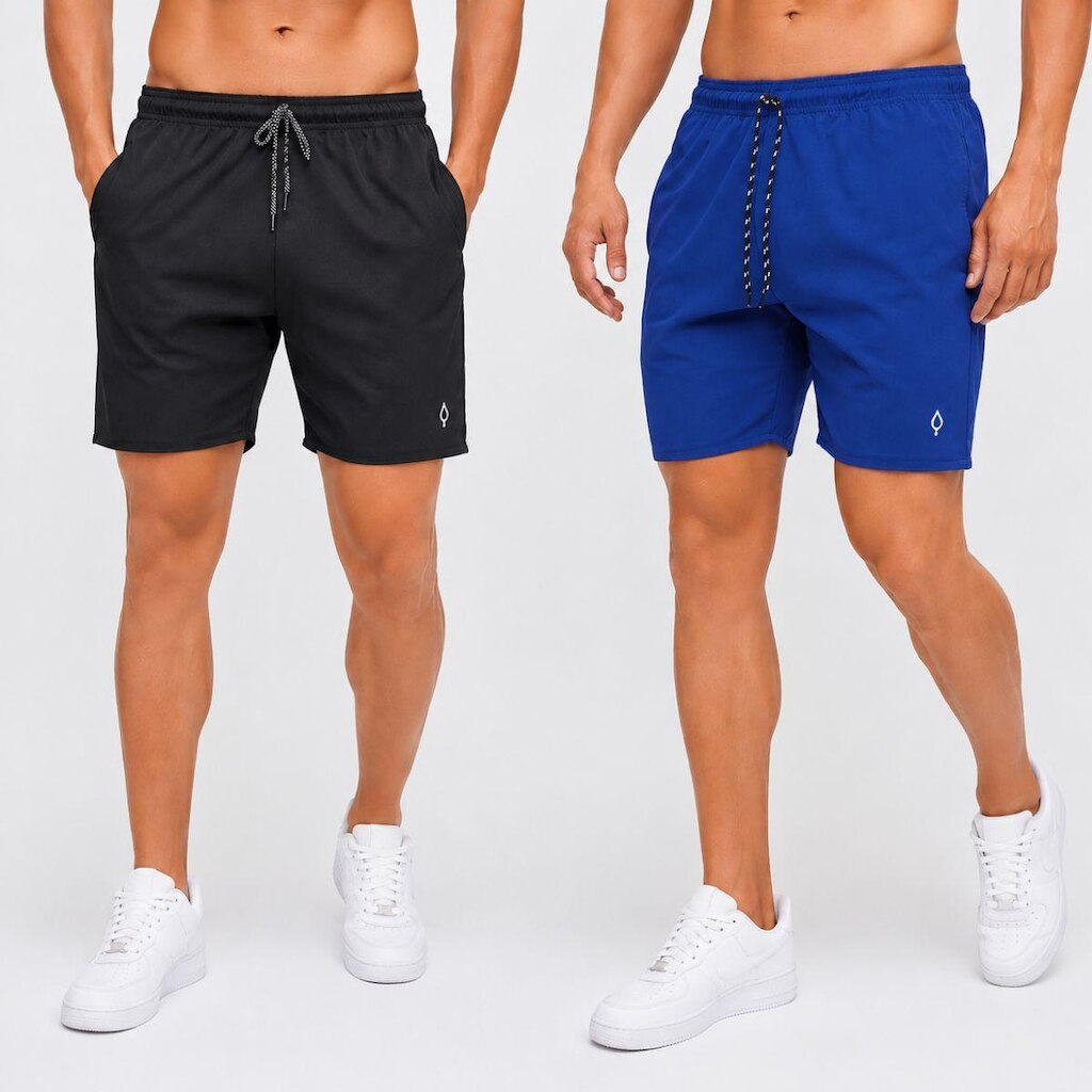 Kit 2 Shorts Praia Bermuda Masculino Básico liso em Tactel Elastano