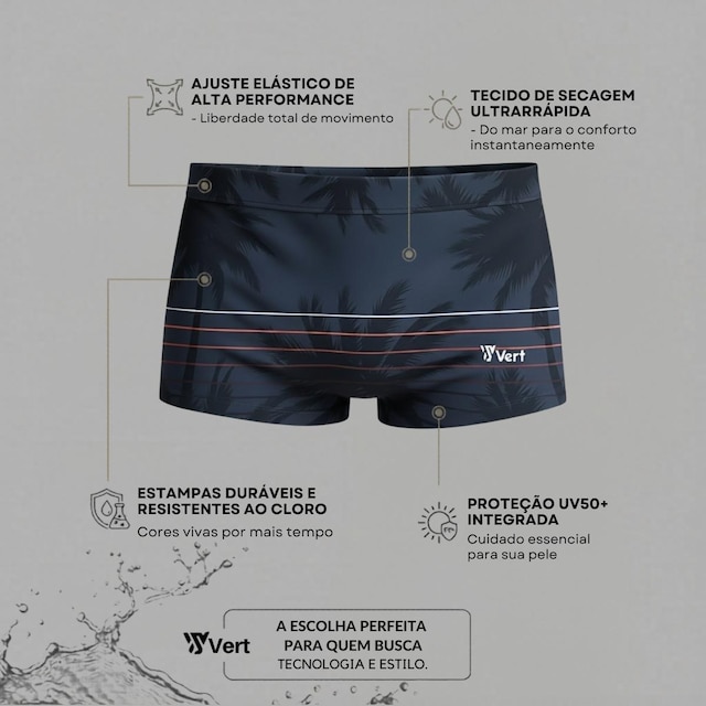 Kit 2 Sunga Boxer Lisa 1 Sunga Estampada Moda Praia Piscina