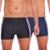 Kit 2 Sungas Boxer Box Masculina Forradas com Friso e Cordão Natação Moda Praia Piscina Verão Adulto - Preto+Marinho