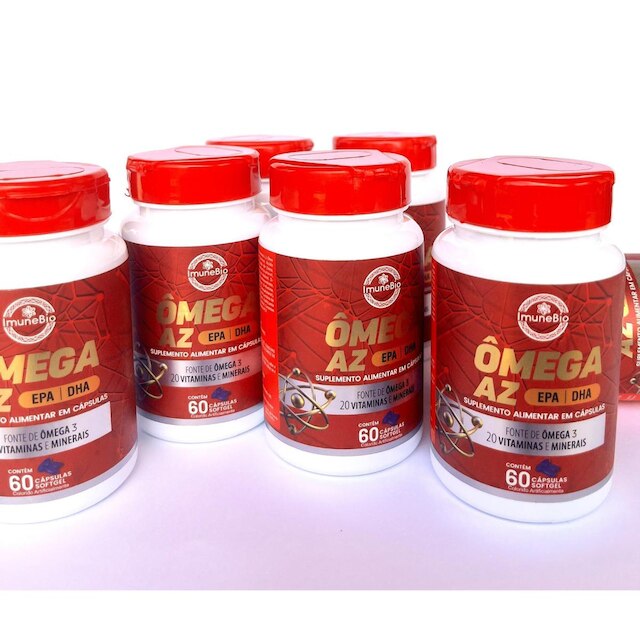 Kit 2 Suplementoa Ômega 3 AZ 1400 Mg 20 Vitaminas e Minerais EPA DHA 60 Caps. Softgel