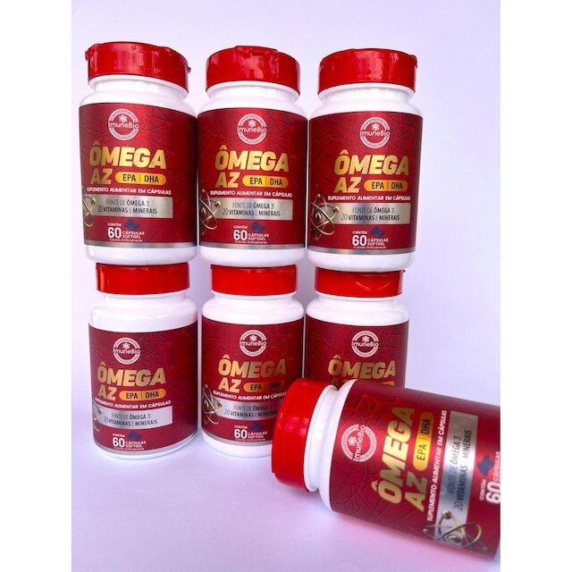 Kit 2 Suplementoa Ômega 3 AZ 1400 Mg 20 Vitaminas e Minerais EPA DHA 60 Caps. Softgel