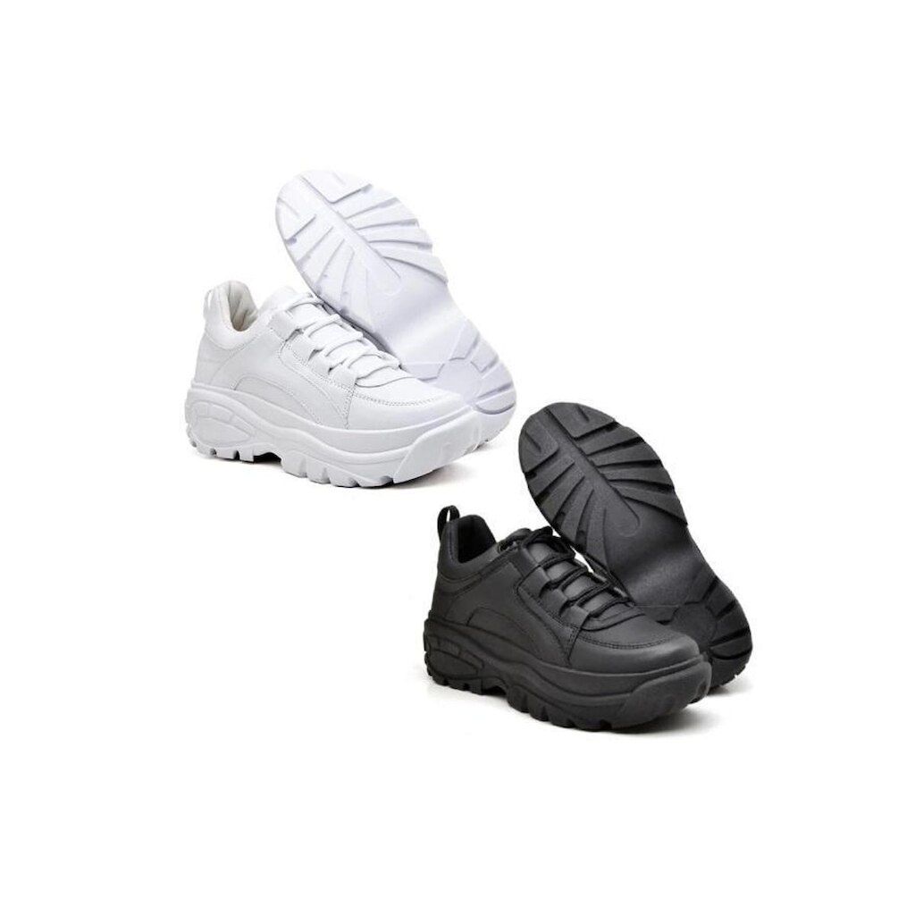 Kit 2 Tênis Buffalo Feminino Plataforma Branco e Preto