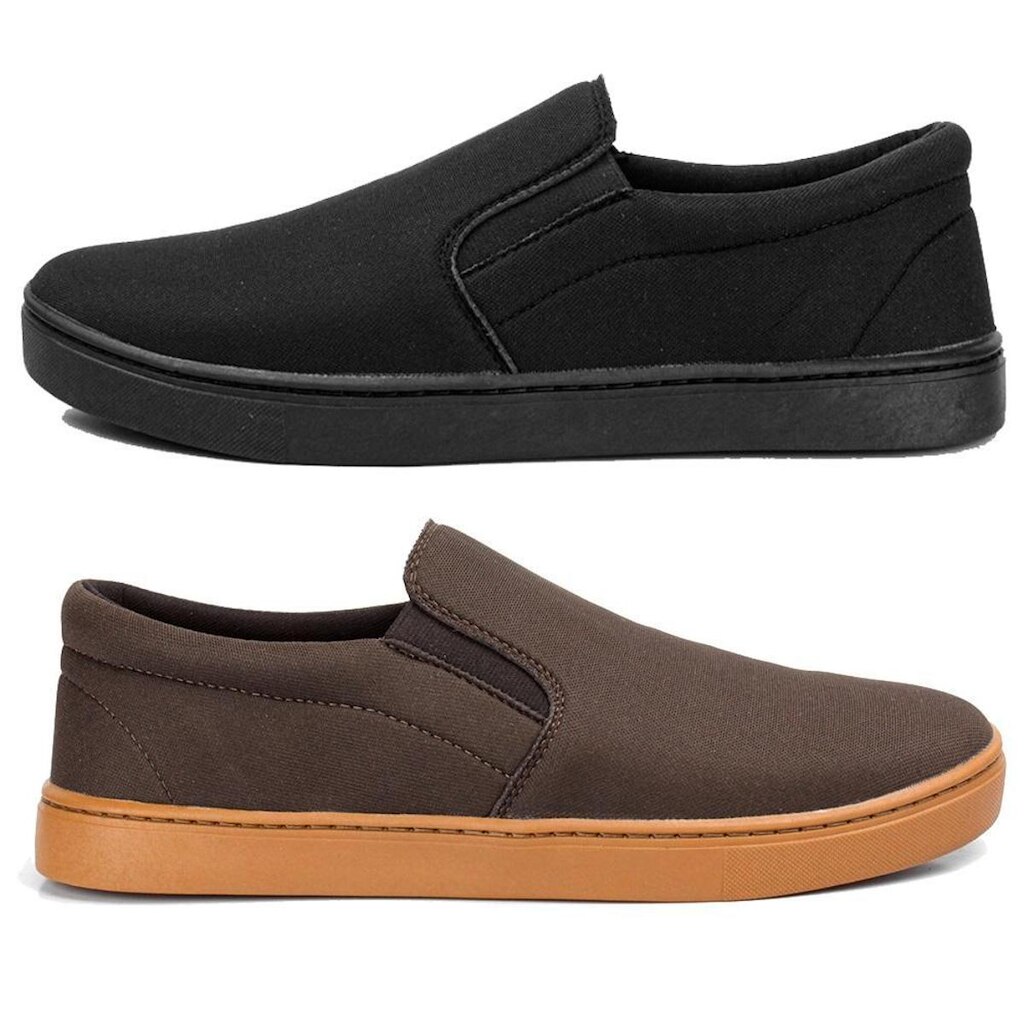 Kit 2 Tênis Casual Slip On em Lona Sem Cadarço Leve Urban