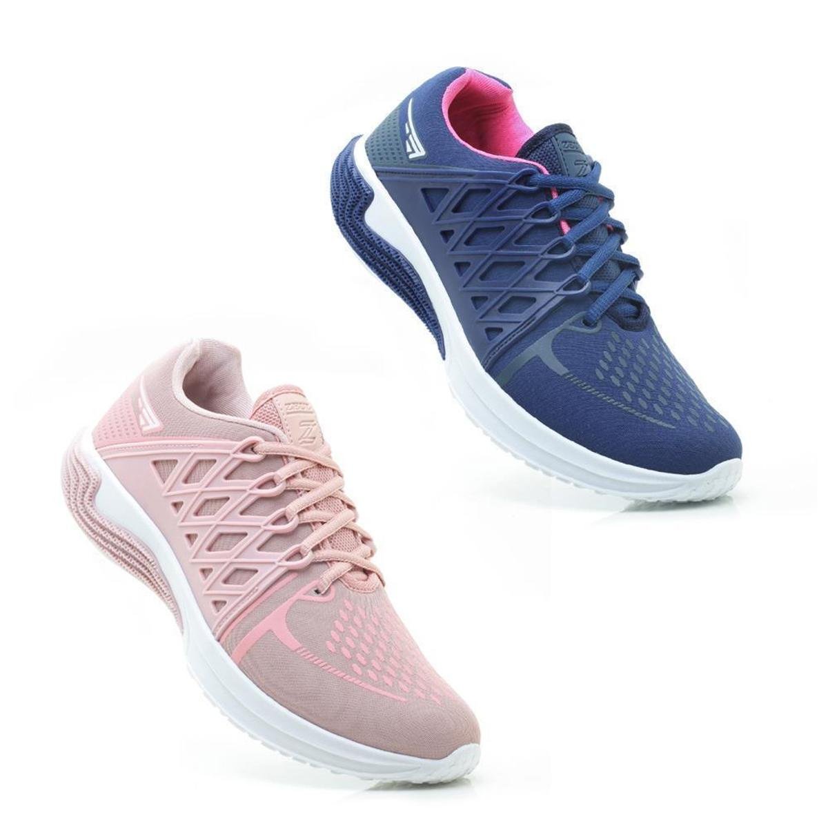 Kit 2 Tênis Esportivo Feminino Cadarço Academia Fitness Menor preço em Kit 2 Tênis Esportivo Feminino Cadarço Academia Fitness