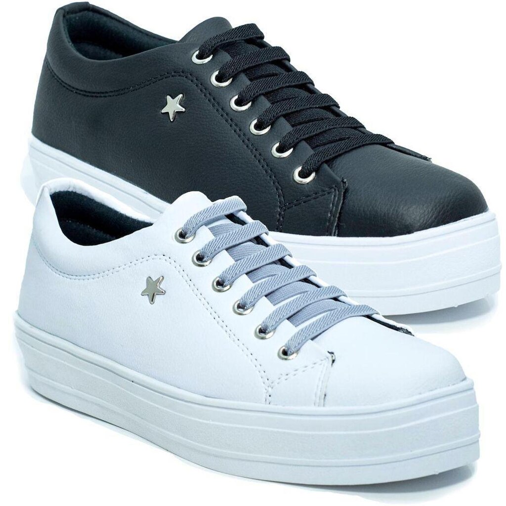 Kit 2 Tênis Feminino Casual Conforto Elastico StarFox