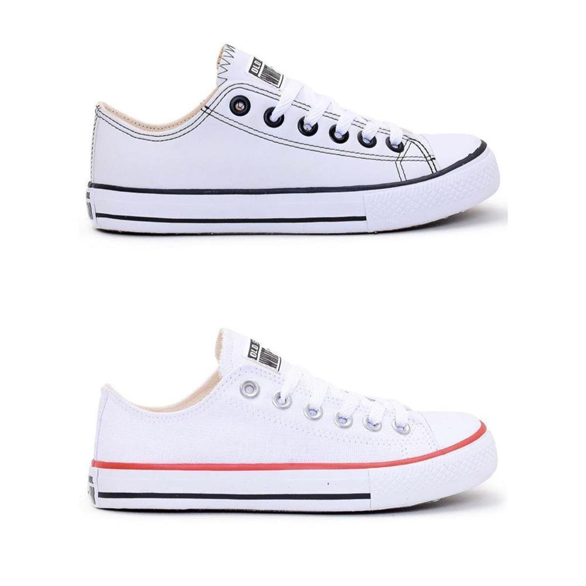 Kit 2 Tênis Feminino White Star Cano Baixo Moda Dia a Dia - Branco+Vermelho Menor preço em Kit 2 Tênis Feminino White Star Cano Baixo Moda Dia a Dia - Branco+Vermelho