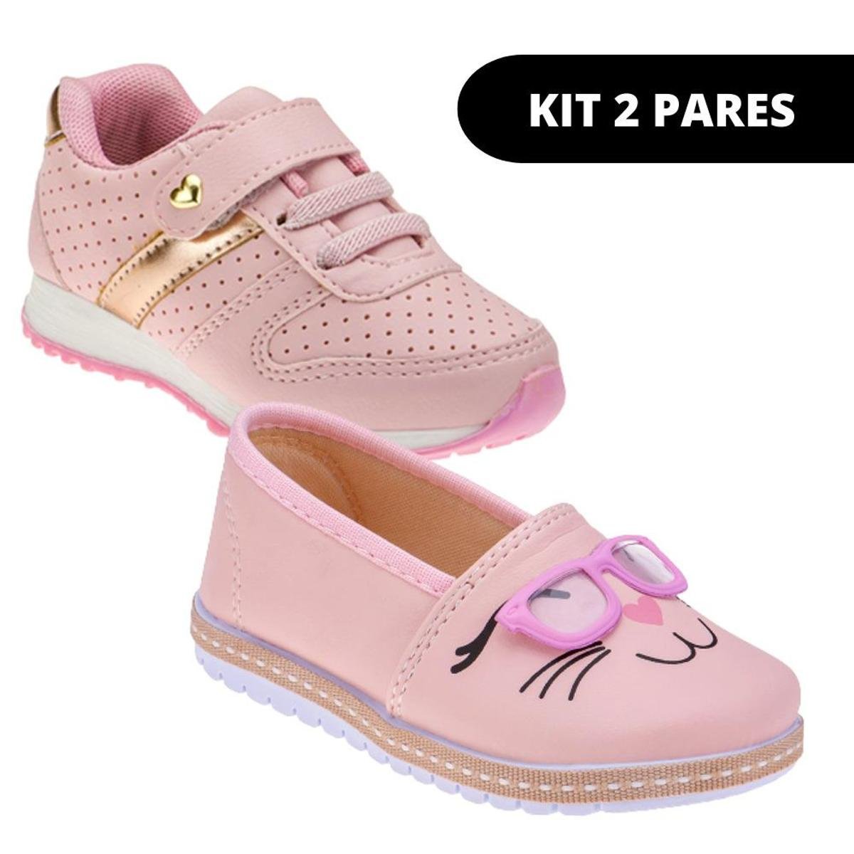 Kit 2 Tênis Infantil Feminino e Sapatilha Casual e Escolar - Única Menor preço em Kit 2 Tênis Infantil Feminino e Sapatilha Casual e Escolar - Única