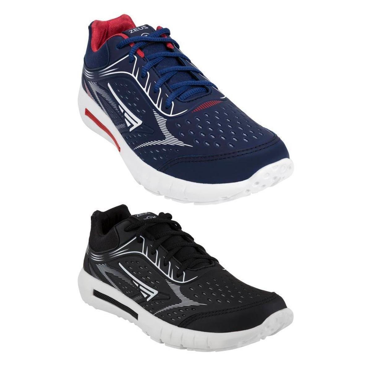 Kit 2 Tênis Jogger Zeus Masculino Conforto Moderno Caminhada - Vermelho+Preto Menor preço em Kit 2 Tênis Jogger Zeus Masculino Conforto Moderno Caminhada - Vermelho+Preto