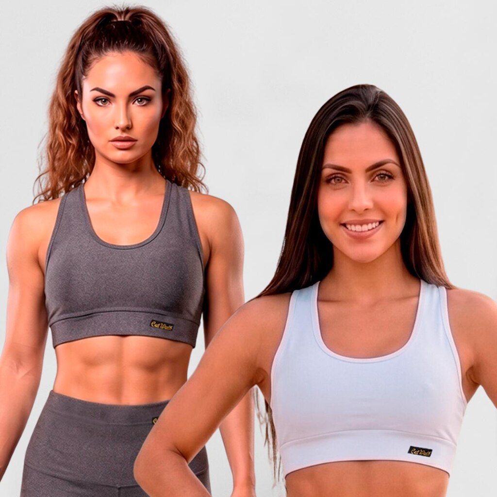 Kit 2 Tops Academia Feminino Suplex Nadador Firmeza P ao GG