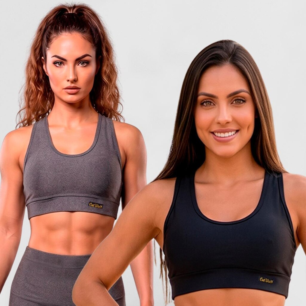 Kit 2 Tops Academia Feminino Suplex Nadador Firmeza P ao GG