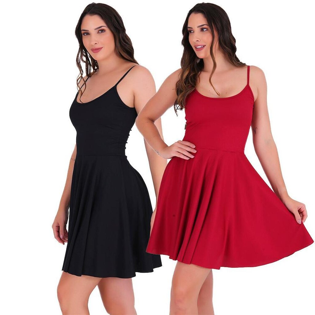 Kit 2 Vestidos Ribana Godê Rodado