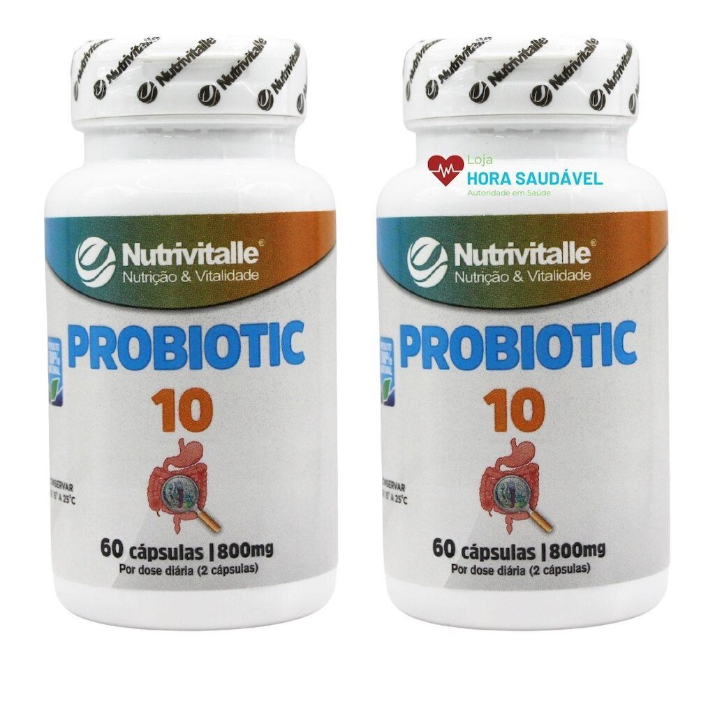 Kit 2 X Probiótic 10 Nutrivitalle Probióticos Intestinal 800mg 60 Caps