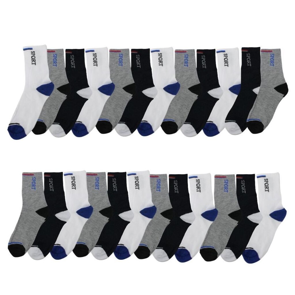 Kit 24 Pares de Meia Sport Cano Alto