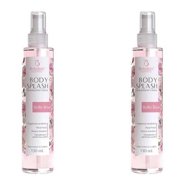 Kit 2x Body Splash Desodorante Colônia Belle Rose 130ml