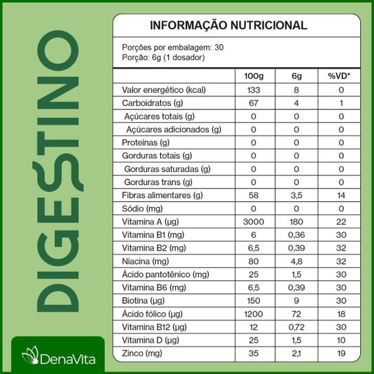 Kit 2x Digestino em Pó Denavita, Suplemento com Extratos Naturais e Vitaminas, Lançamento