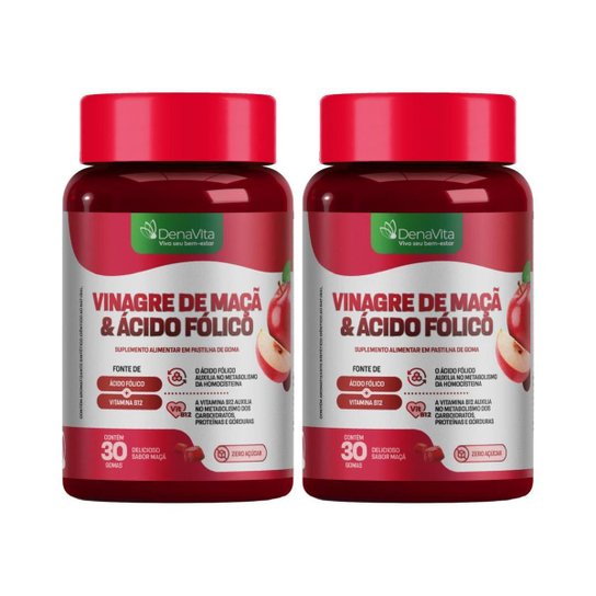 Kit 2x Gummy Vin. De Maçã E Ácido Fólico Em Goma Denavita