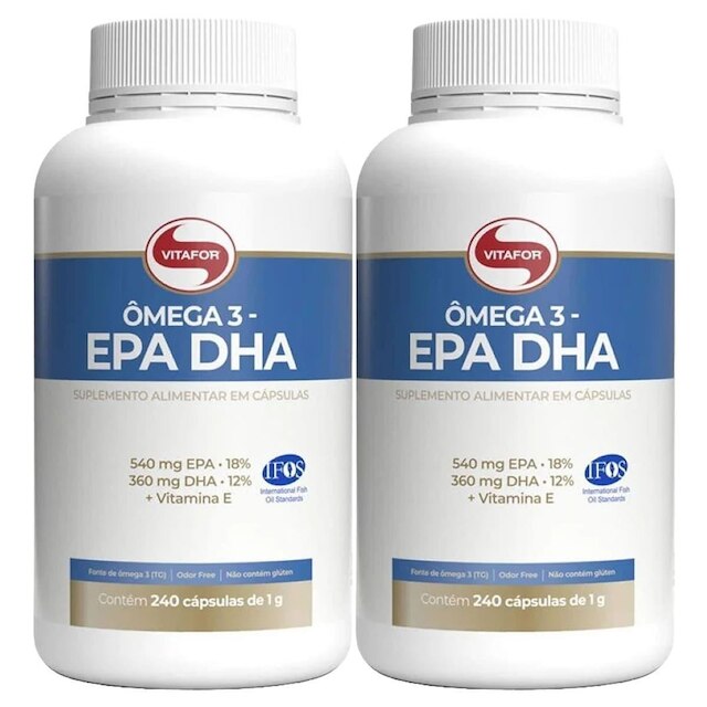 Kit 2X Ômega 3 EPA DHA - 240 Cápsulas 1g - Vitafor