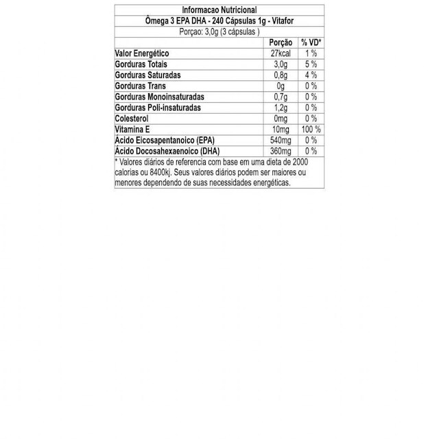Kit 2X Ômega 3 EPA DHA - 240 Cápsulas 1g - Vitafor
