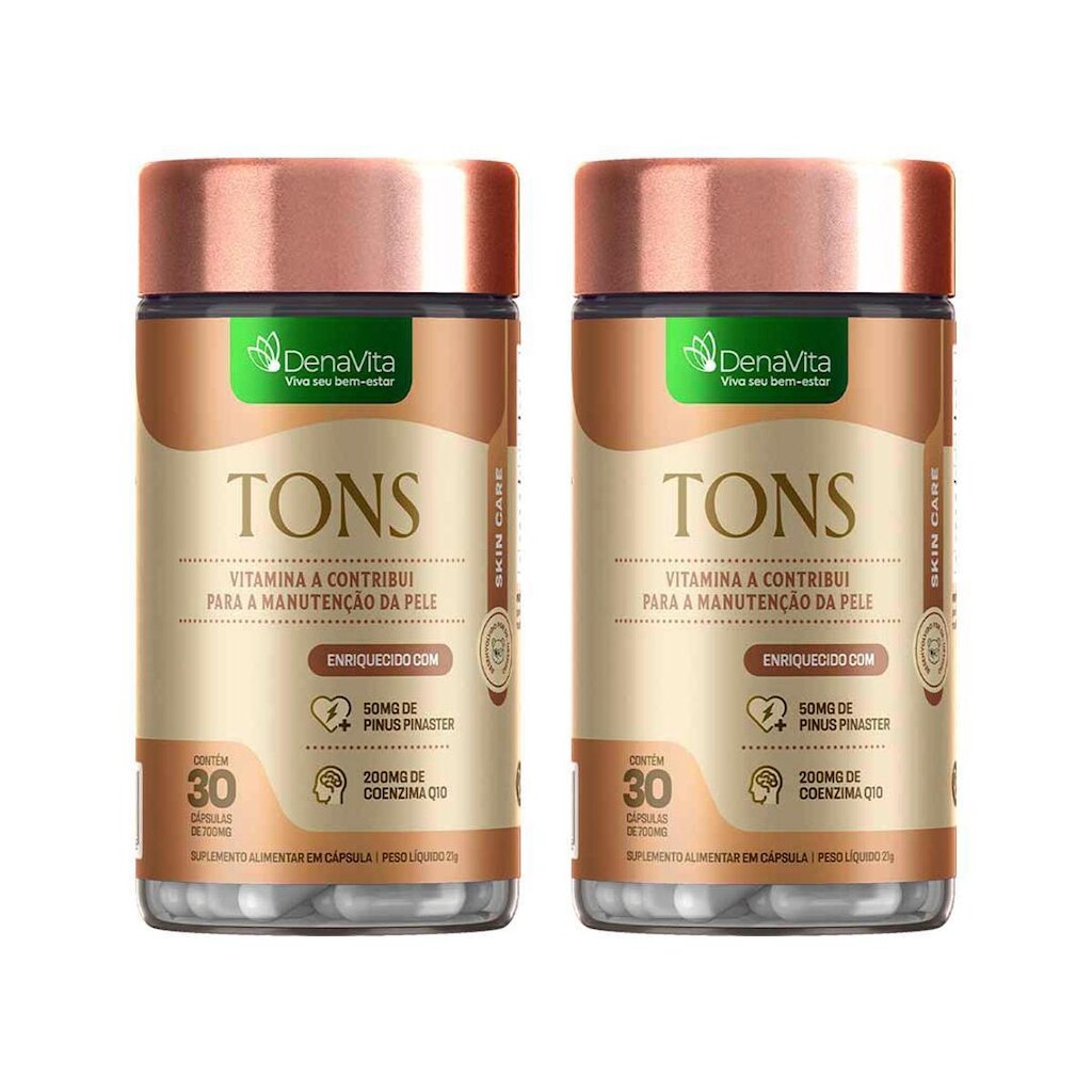 Kit 2x Pote de TONS Enriquecido Com Pinus Pinaster e Coenzima Q10, Clareador via Oral Denavita