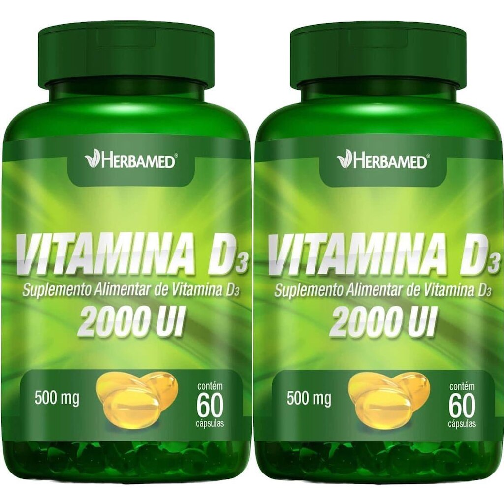 Kit 2X Vitamina D3 2000UI - 60 Cápsulas - Herbamed