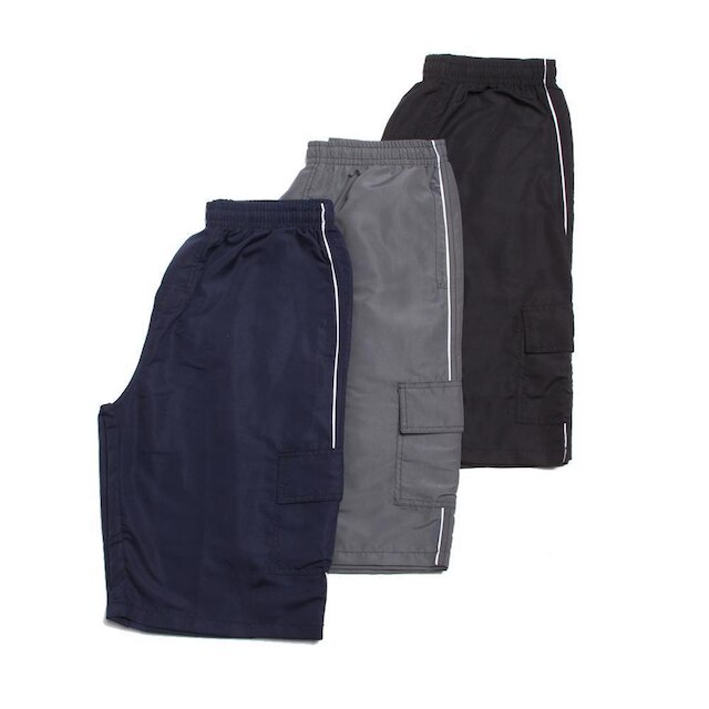 Kit 3 Bermuda Cargo Em Tactel Com Bolsos