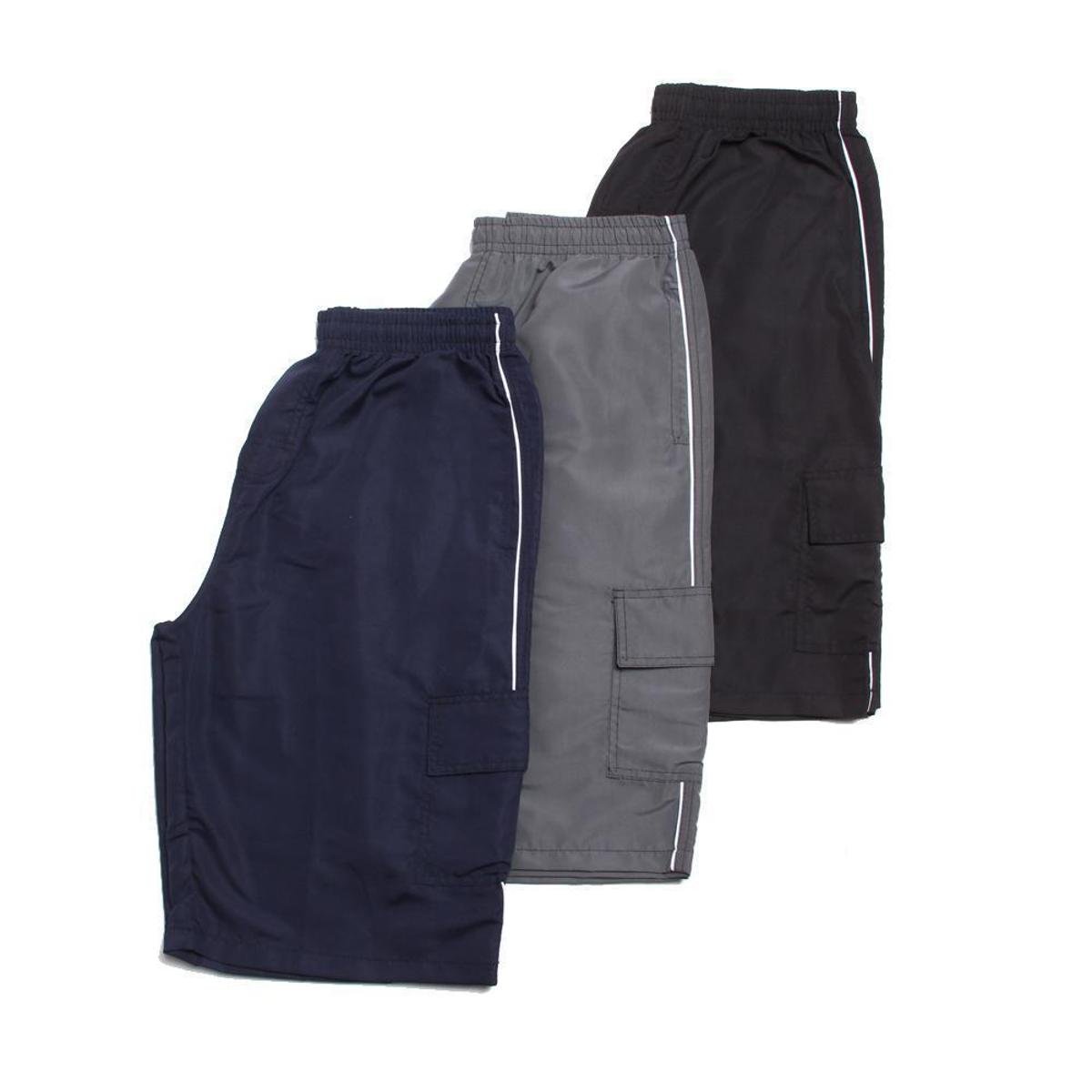 Kit 3 Bermuda Cargo Em Tactel Com Bolsos Menor preço em Kit 3 Bermuda Cargo Em Tactel Com Bolsos