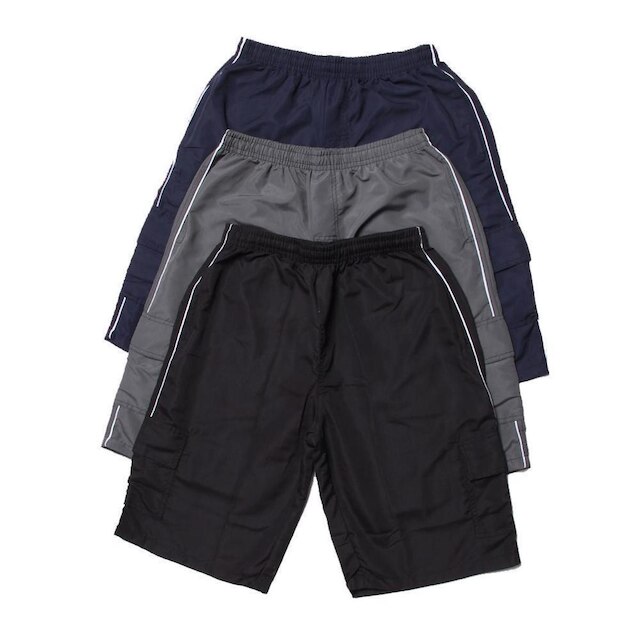 Kit 3 Bermuda Cargo Em Tactel Com Bolsos