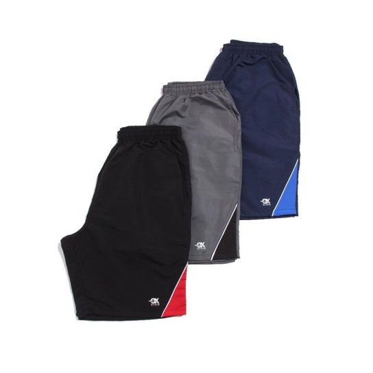 Kit 3 Bermuda Infantil Tactel OX SILVER Bolsos Frente e Costa
