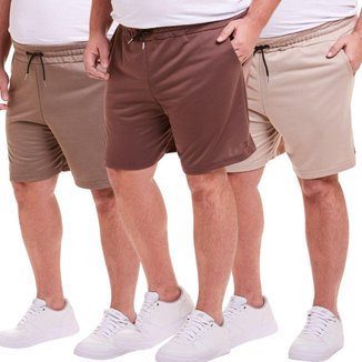 KIT 3 Bermuda Short Moletinho Plus Size Masculino