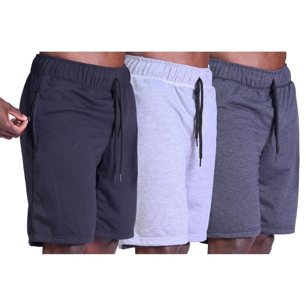 KIT 3 Bermudas Moletinho 2 Bolsos com Ziper Masculina MXD Conceito