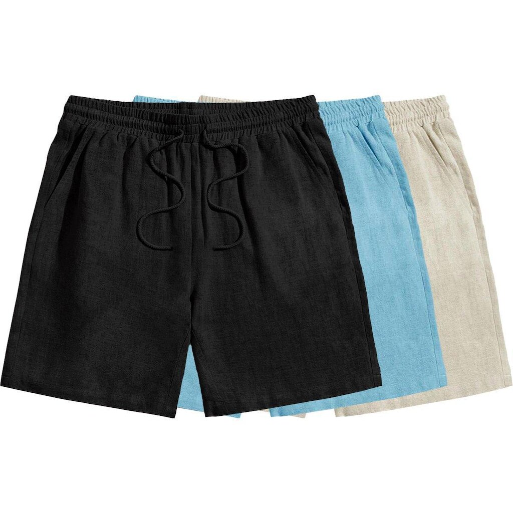 Kit 3 Bermudas Short Linho Premium Masculino Mauricinho Moda Praia