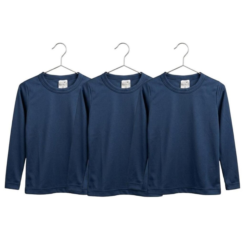 Kit 3 Blusa de Frio Termica Infantil Unissex Gola Redonda Segunda Pele Inverno Para Crianças