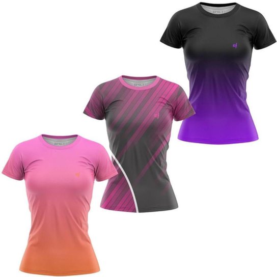 Kit 3 Blusa Feminina Degrade Academia Treino Confortável