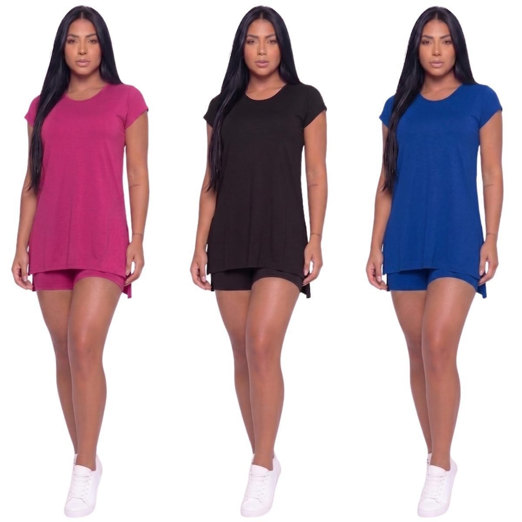KIT 3 Blusa Ju Fitness Sobre Legging Lisa Bella Fiore Tapa Bumbum Academia Treino Moda Feminina