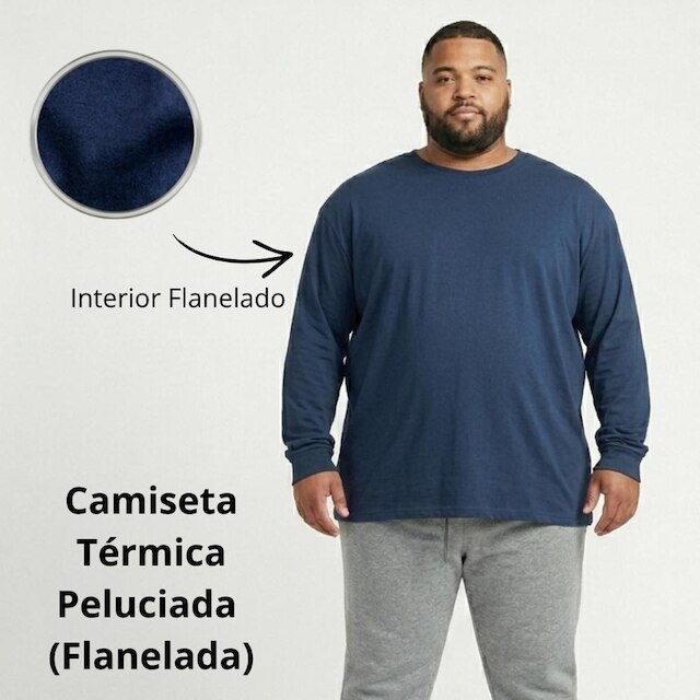 Kit 3 Blusa Manga Longa Termica Para o Frio Masculina Plus Size Toque Macio Segunda Pele Inverno