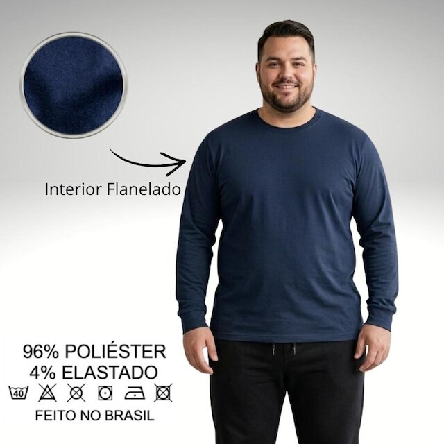 Kit 3 Blusa Manga Longa Termica Para o Frio Masculina Plus Size Toque Macio Segunda Pele Inverno