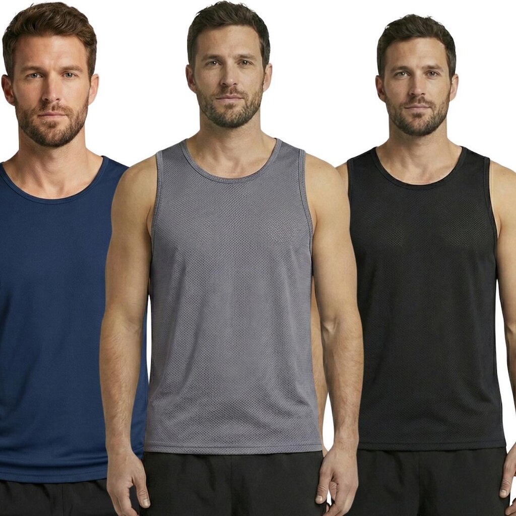 KIT 3 Blusa Regata Adulto Maculina Dry Bella Fiore Regata Esportiva Masculina Camiseta Respirável