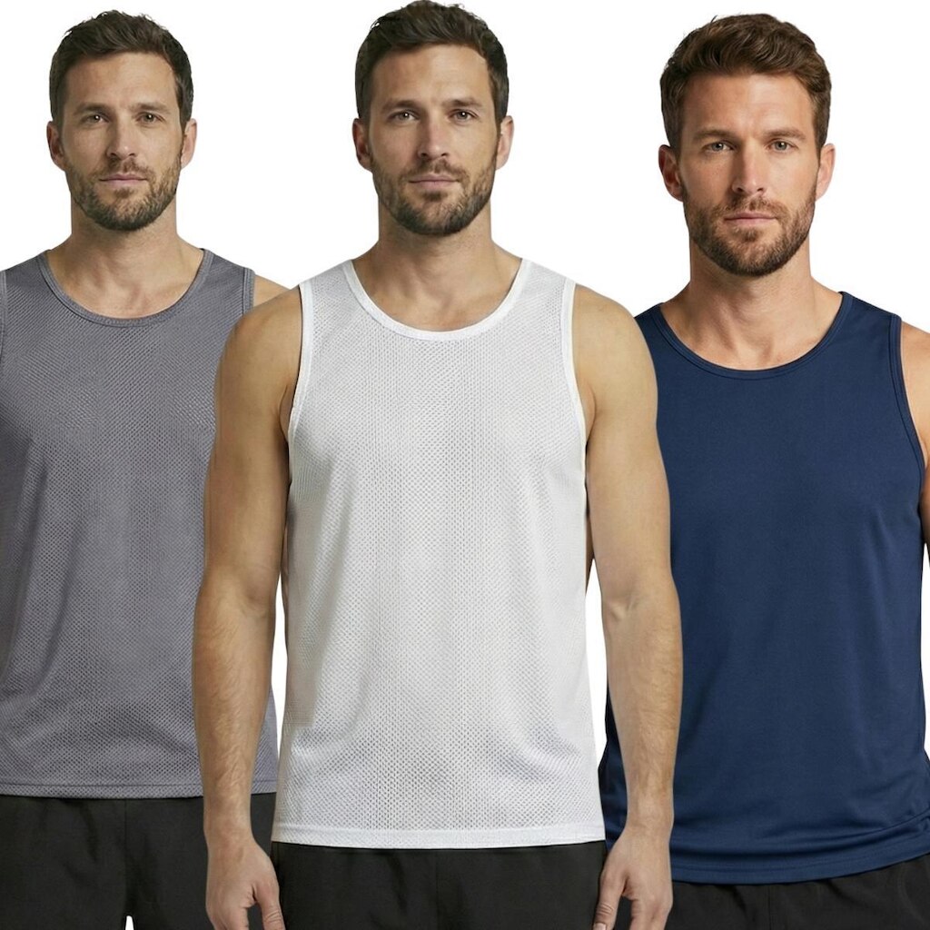 KIT 3 Blusa Regata Maculina Dry Serra e Mar Fresca Regata Esportiva Masculina Camiseta Respirável