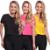 Kit 3 Blusas Cropped Femininas Dry Academia Manga Curta Proteção UV Treino Fitness Corrida Básica - Preto+Amarelo