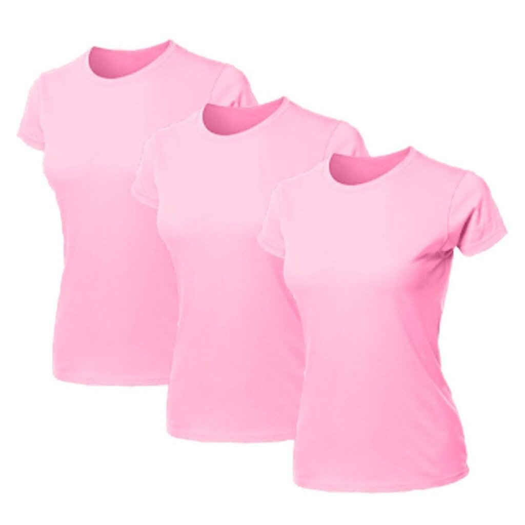 Kit 3 Blusas Feminina Camiseta Lisa Básica Algodão Baby Look